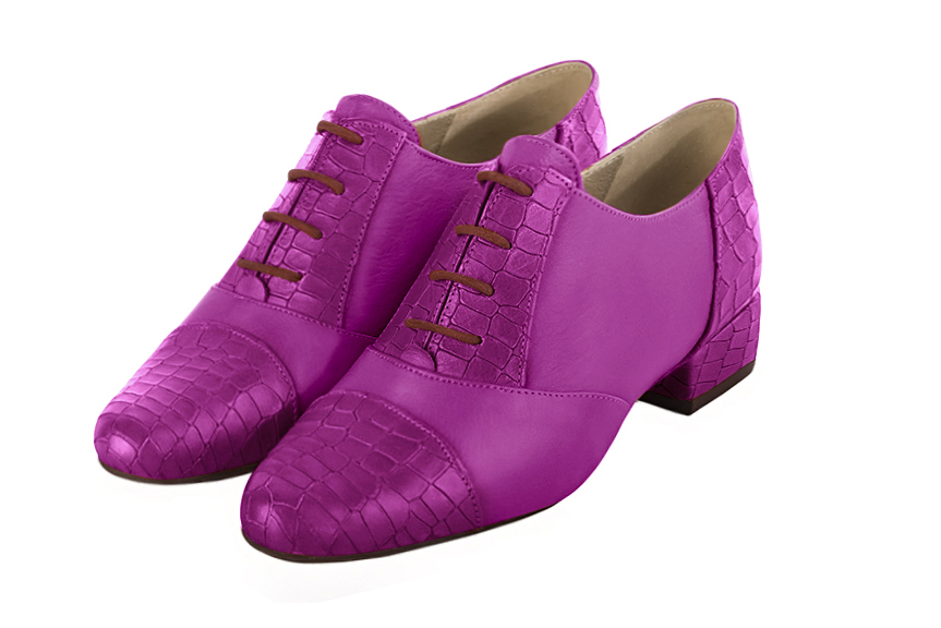 French elegance and refinement for these mauve purple essential lace-up shoes, 
                available in many subtle leather and colour combinations. This pretty flat lace-up model will enhance your most basic outfits.
To be personalised or not with your own colours and materials.  
                Matching clutches for parties, ceremonies and weddings.   
                You can customize these lace-up shoes to perfectly match your tastes or needs, and have a unique model.  
                Choice of leathers, colours, knots and heels. 
                Wide range of materials and shades carefully chosen.  
                Rich collection of flat, low, mid and high heels.  
                Small and large shoe sizes - Florence KOOIJMAN